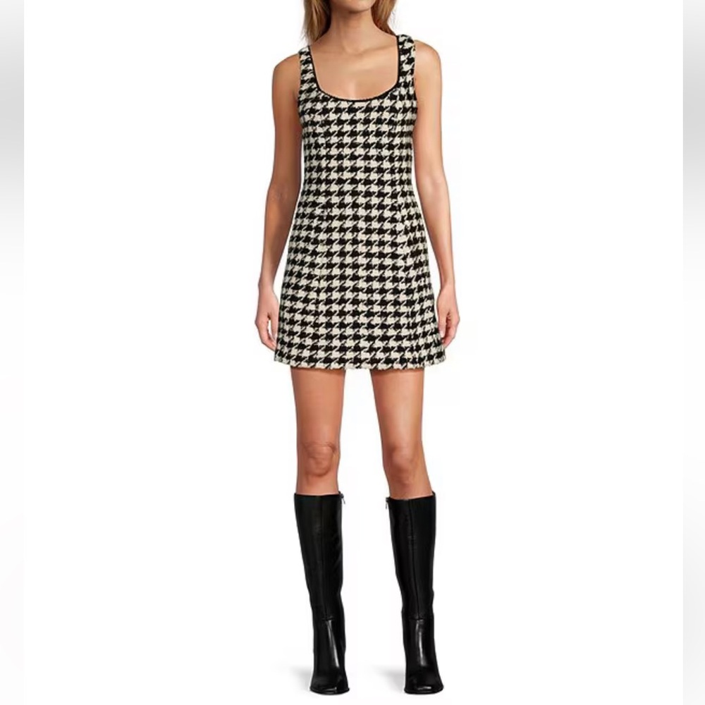 NWT Antonio Melani Houndstooth Square Neck Sleeveless Mini Sheath Dress Size 14
